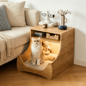 <span class=keywords><strong>Cama</strong></span> para Gatos de Diseño Moderno con Base de Madera Artificial, Carga Inalámbrica, Luz Nocturna LED, Gabinete de Almacenamiento Extraíble y Lavable para Gatos - Product Image 6