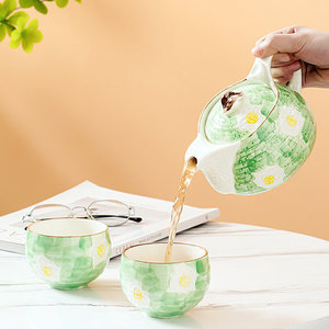 <b>Ceramic</b> Tea <b>Pot</b> With Lid Hand Painted Flower Design For Party Use - Product Image 3