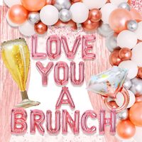 Décoration Rose Doré pour Brunch et Bulles, Bannière en Aluminium avec Logo pour Fête Nuptiale, Ensemble de Ballons en Latex pour Fête Florale, Je t'aime