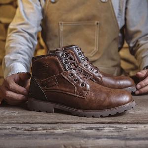 Nuevo Modelo de Botas para Hombre, Estilo Retro Británico, Parte Superior de Goma, Cuero Genuino, Impermeables, Antideslizantes, Modernas y Lujosas - Product Image 1
