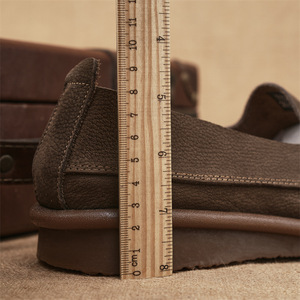 Mocassins en cuir pour hommes, bout rond, à enfiler, semelle souple, chaussures décontractées d'été - Product Image 2