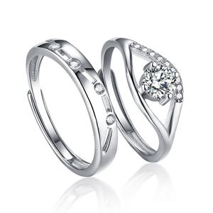 Ensemble de bagues classiques pour couple en gros, plaqué rhodium, argent sterling, design tendance, bijoux de valeur pour mariage et fête CMA - Product Image 1
