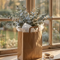 Sac en papier kraft brun naturel personnalisé avec poignée pour boutique de vêtements de marque durable et robuste