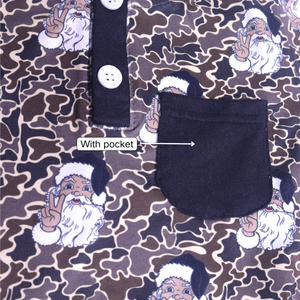 KERUI Boutique <span class=keywords><strong>de</strong></span> Noël personnalisée Camouflage <span class=keywords><strong>de</strong></span> chasse Père Noël imprimé 2 pièces vêtements <span class=keywords><strong>de</strong></span> nuit à manches courtes pour garçon pour le printemps - Product Image 3