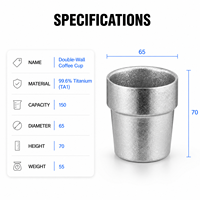 Set Hadiah Cangkir Kopi Espresso Anti Panas Dinding Ganda Titanium Murni, Mug Kopi, Peralatan Minum, Perlengkapan Dapur Rumah