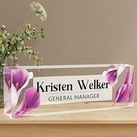 Plaque de nom de bureau en acrylique avec logo personnalisé, surface polie et lisse, épaisseur réglable, pré-assemblée, plaque de nom de bureau