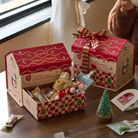 Boîte en carton rigide en forme de maison 3D pour Noël, vente en gros YZ, emballage personnalisé pour bonbons et biscuits, cadeau de fête