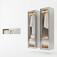 Vitrine murale en acier inoxydable, étagère de présentation en verre pour boutique, vitrine murale en verre pour commerce de détail en acier inoxydable