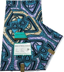 Tissu Wax 100% Coton Hollan Grand Lotus Bleu Canard et Liane Spirale, Tissu Ankara Authentique, 6 Yards pour Tenues Africaines - Product Image 5