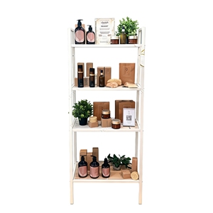 Minimalistic Metal Skincare Products Display Racks Floor-<b>standing</b> with <b>Shelves</b> Cosmetic Showcase Multi-tier Display Stand - Product Image 4
