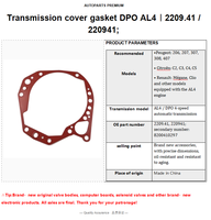 Joint de couvercle arrière de transmission 2209.41 220941 8200410297 pour réparation de transmission automatique AL4 DPO