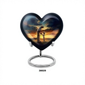 Hermosa urna de cremación de corazón de Golf para padre para cenizas humanas, urna decorativa de corazón grande con soporte y bolsa de terciopelo gratis - Product Image 1