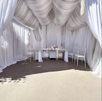 Voilages de plafond blancs et dorés 5x40 pieds pour mariage, rideaux de plafond en polyester épais sans plis pour chapiteau, draperies d'arche