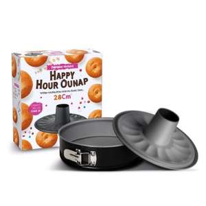 Molde para ciambella de acero inoxidable antiadherente con tapa abatible, 2 fondos (28cm) HAPPY HOUR Negro y Gris 05028 - Product Image 2