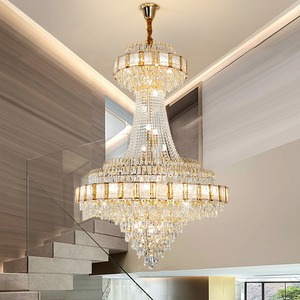 Edificio de doble <span class=keywords><strong>entrada</strong></span>, Selección vacía, sala de estar, comedor, candelabro grande de cristal de lujo, escalera, candelabro colgante hueco - Product Image 3