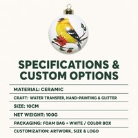 Boules de Noël en céramique personnalisées, peintes à la main, avec paillettes, décorations suspendues pour arbre, vente en gros personnalisée