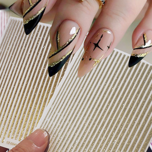 Pegatinas para Uñas, 8 Colores, Brillantes, Rayas Verticales Sólidas, Rojo, Morado, Estilo Femenino y Lujoso, Pegatinas de Papel para Arte de Uñas, <span class=keywords><strong>Manicura</strong></span> - Product Image 3