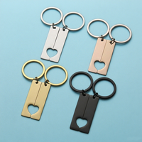 Ywyougang – Ensemble de porte-clés vintage en acier inoxydable pour couple, gravable sur mesure, avec barre verticale et trou en forme de cœur, assortis pour amoureux