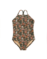 Maillot de bain pour bébé fille une pièce côtelé avec logo personnalisé très vendu Maillot de bain côtelé à imprimé floral-Enfants
