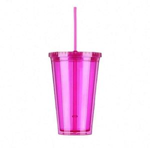 <b>Reusable</b> Plastic Tumbler With Lid And <b>Straw</b> In Multiple Colors For Party And Travel Use - Product Image 4
