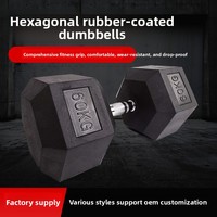 Haltères hexagonaux en fonte recouverts de caoutchouc, poids fixe, pour salle de sport à domicile et centre de remise en forme commercial