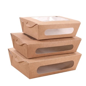 Kraft Paper Window Boxes Manufacturers Wholesale Cheap Packaging Boxes For Dessert Salad Donuts
