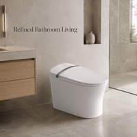 Ensemble WC intelligent avec bidet, télécommande et fonctionnalités avancées - Siège chauffant automatique moderne, double chasse d'eau, à poser au sol