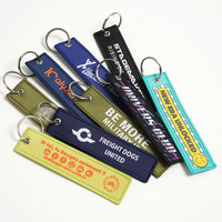 Porte-clés tissé de haute qualité, double face, broderie personnalisée, étiquette en tissu personnalisée, porte-clés pour cadeaux promotionnels