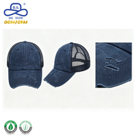 Casquette Trucker en Denim Délavé Style Vintage avec Logo Personnalisé et Fermeture à Clip en Plastique pour Sports Urbains – Fabrication OEM/ODM Certifiée BSCI