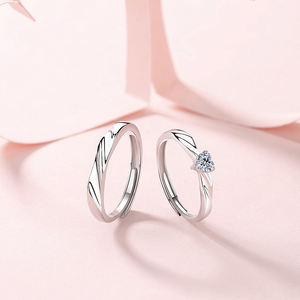 FDJZ-267 خواتم من الفضة الإسترليني عيار 925 للنساء والفتيات، خاتم وعد عصري، مجوهرات، خاتم رجالي، خواتم زفاف للأزواج - Product Image 2