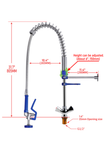 Chuyên nghiệp duy nhất-xử Lý Nhà bếp Thương mại Mixer vòi SUS304 + Brass pre-rửa sạch 360 Pull-down tap Cổ Điển Công nghiệp thương mại - Product Image 6