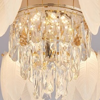 Lustre en cristal à plumes suspendu de style français, luminaire principal de luxe léger pour salon, chambre, hôtel, restaurant