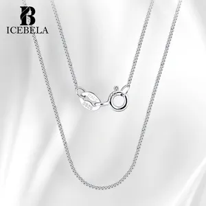ICEBELA Fine Jewelry Solid 925 Sterling Silver Chain 14K Gold Plated 1mm Curb Link Necklace Chain For Women