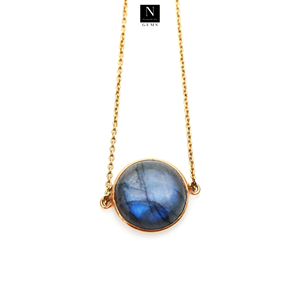 กำไลข้อมือแบบทำมือลาบราดอไรต์ธรรมชาติทรงกลม22มม. ที่มีสเน่ห์ตัวเชื่อมต่อแบบลูกปัดอัญมณีหลวมๆดีไซน์เครื่องประดับขายส่ง - Product Image 3