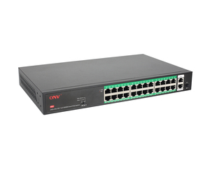 Commutateur réseau auto-réparateur AI-PoE adapté, 24 ports PoE + 2 ports Gigabit RJ45 + 1 port Gigabit SFP, portée 250 m et VLAN (ports 17-24) - Product Image 3