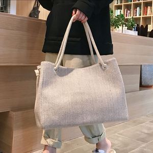 Bolsa de Mano de Lona de Algodón Sólido, Bolsa de Hombro de Gran Capacidad, Bolsa de Compras Ecológica para el Uso Diario y Actividades de Marca - Product Image 1