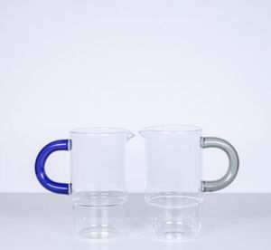 Juego de tazas de filtro de vidrio de borosilicato personalizado para verter sobre la cafetera, tetera, tetera de vidrio con mango azul - Product Image 3