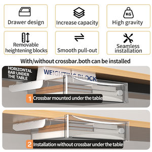 Boîte de rangement sous le bureau, auto-adhésif, Attachable sous le bureau, organisateur de tiroir, armoire coulissante, organisateur de bureau caché - Product Image 5