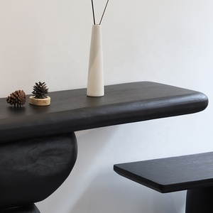 Consolle stretta in legno massello <span class=keywords><strong>nero</strong></span> stile Wabi Sabi moderno per ingresso, corridoio e <span class=keywords><strong>soggiorno</strong></span> (uso villa) - Product Image 5