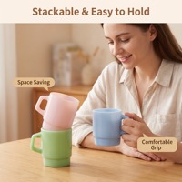 Umweltfreundliche, Langlebige, Stapelbare Glas-Kaffeetasse mit Dickem Griff, Moderne Farbenfrohe 240ml 350ml Tasse mit Individuell Bedruckbarem Logo