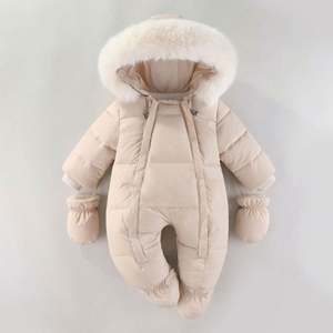 Baby Winter <b>Snowsuit</b> Hooded Down Jumpsuit Puffer Coat Jacket Zipper Padding One Piece Pajamas 0-24M - Product Image 5