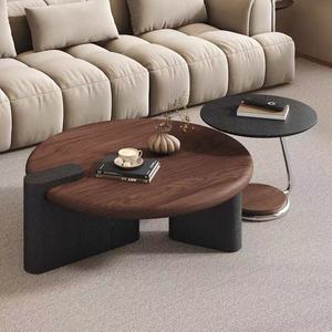 Tavolino da caffè <span class=keywords><strong>in</strong></span> <span class=keywords><strong>legno</strong></span> stile minimalista di lusso leggero, tavolino da tè rotondo retrò, tavolino da salotto popolare di alta qualità - Product Image 1