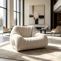 Fauteuil lounge surdimensionné moderne Wabi Sabi, mousse haute densité, fauteuil ergonomique, fauteuil de détente incurvé, fauteuil individuel pour salon