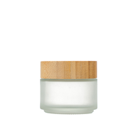 Toples kaca Matte tutup bambu, 5ml 15ml 30ml 50ml 100ml dengan tutup kayu krim untuk kemasan kosmetik