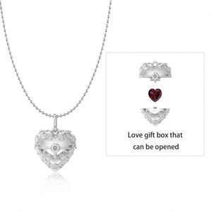 Collar de Plata de Ley con Cadena de Eslabones y Colgante en Forma de Corazón Abrible con Circonita 5A, Diseño Especial Dylam para Mujer - Product Image 1