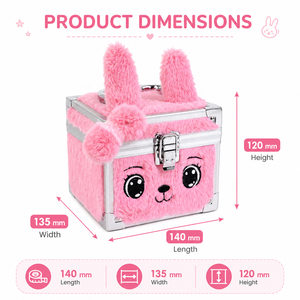Boîte de beauté avec miroir LED réglable à cadre en aluminium, design lapin mignon en fausse fourrure rose pâle, cadeau d'anniversaire pour adolescents et enfants - Product Image 3