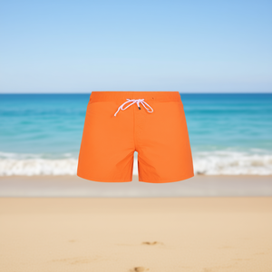 Shorts de Baño para Hombre, Color Naranja, Secado Rápido, Cintura Media con Cordón, Color Sólido, Ropa de Playa Informal, 100% Poliéster Tejido - Product Image 2