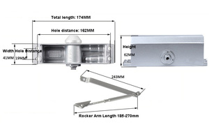 VIANS 60KG Max <strong>Door</strong> <strong>Weight</strong> Aluminum Alloy Heavy Duty Automatic <strong>Door</strong> Closer - Product Image 5