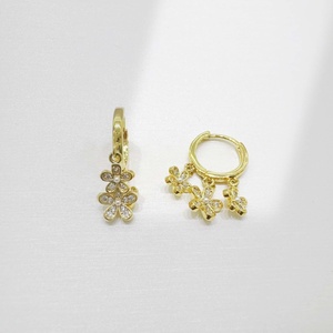 Boucles d'oreilles créoles personnalisées en argent sterling 925 avec cristal rond, mode 2026 pour femme, plaqué or 14 carats, style occidental, zircon CZ, pour mariage - Product Image 5