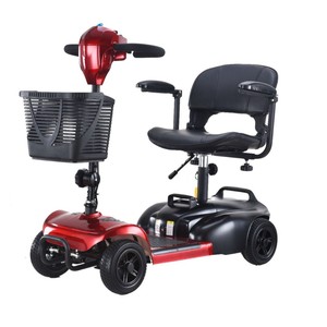 Scooter de mobilité à quatre roues, rouge, en alliage d'aluminium, avec vitesses réglables, batterie 24V 12AH, pour personnes âgées, handicapées et usage familial - Product Image 4